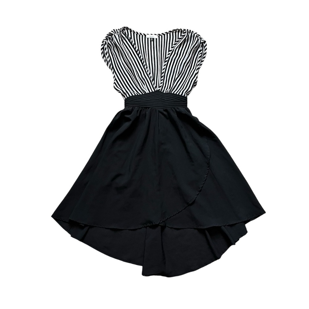 Bolbou Black White Layered Tie Back Midi Dress Size S